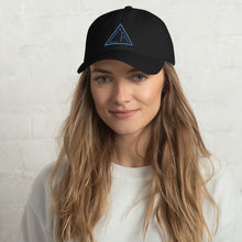 Load image into Gallery viewer, Logomark of &#39;TheSecretInsideTheLOA.com&#39; and THE LINK embroidered on the front/back of Dad hat / BLACK
