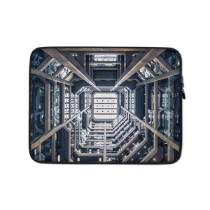 Laptop Sleeve - Space station Corridor, for 13" and 15" laptops with internal padded zipper and faux fur interior