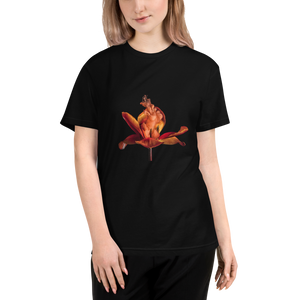 Red Smokey Flower on Sustainable T-Shirt