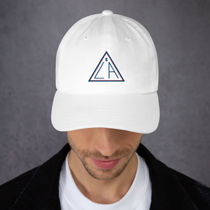 Logomark of 'TheSecretInsideTheLOA.com' embroidered on the front of Dad hat / WHITE
