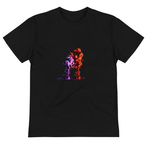 Red and Purple Abstract Cloud on the black Sustainable T-Shirt
