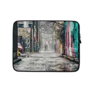 Laptop Sleeve - Graffiti Alley, for 13" and 15" laptops with internal padded zipper and faux fur interior