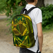 Load image into Gallery viewer, Backpack with gold and green polygons, for Daily use or Sports activities
