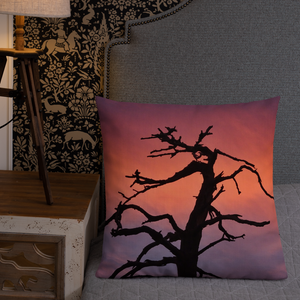 Premium Pillow - Double side photo: "Dead tree in the dusk" and "Banana flower".