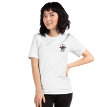 Load image into Gallery viewer, &quot;Full Time Adventurer&quot; (black/orange) graphic logo embroidered on the white Short-Sleeve Unisex T-Shirt
