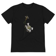 Load image into Gallery viewer, Bright White Lily on the black Sustainable T-Shirt
