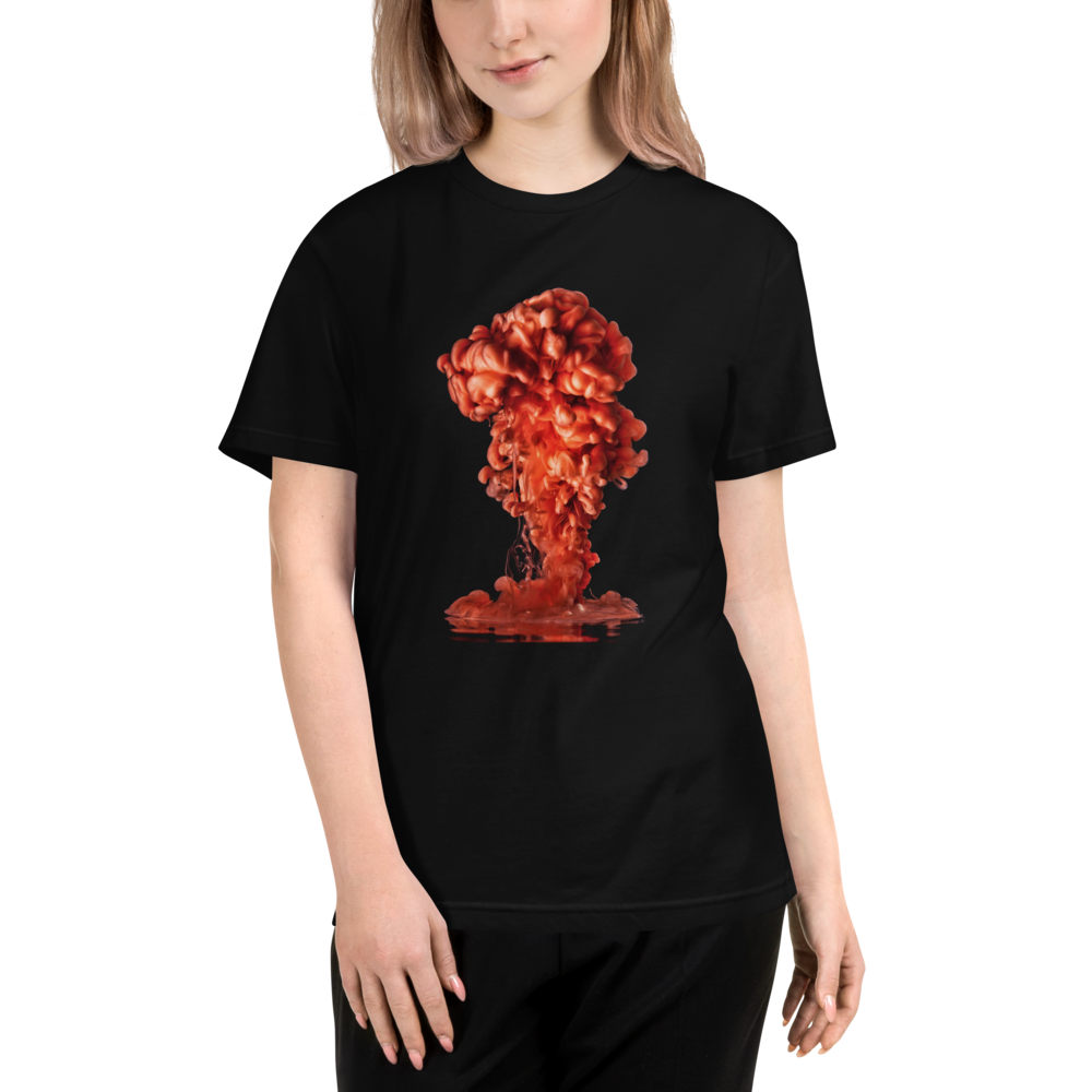 Volcano eruption on the black Sustainable T-Shirt