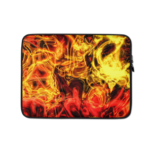Laptop Sleeve - Burning Power (red-yellow), for 13" and 15" laptops with internal padded zipper and faux fur interior