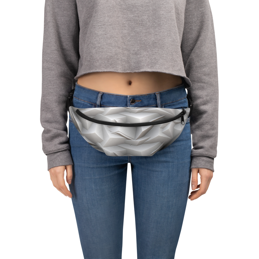 Fanny pack or Waist bag with printed 3D grey polygons