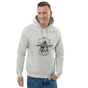 Unisex pullover hoodie - "Full Time Adventurer" - white, heather grey