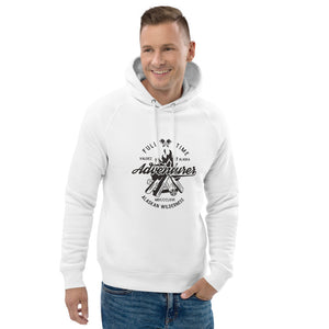 Unisex pullover hoodie - "Full Time Adventurer" - white, heather grey